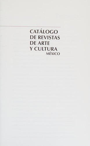 Catálogo de revistas de arte y cultura, México