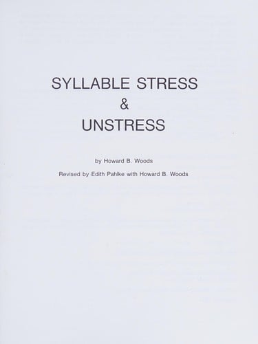 Syllable stress & unstress