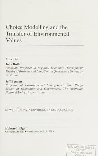Choice modelling and the transfer of environmental values