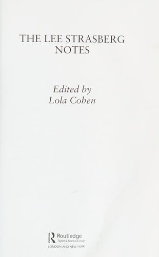 The Lee Strasberg notes