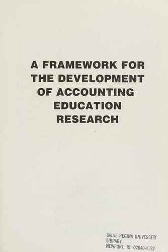 A Framework for the development of accounting education research
