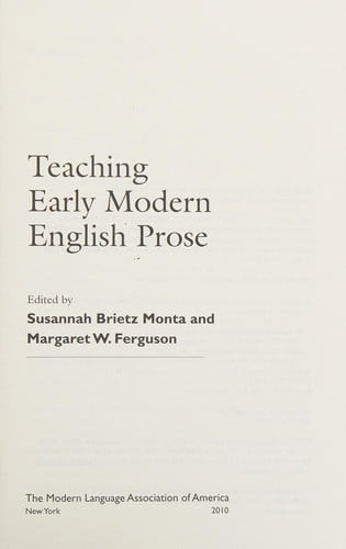 Teaching early modern English prose