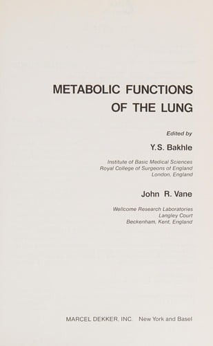 Metabolic functions of the lung