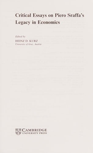 Critical essays on Piero Sraffa's legacy in economics