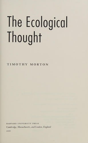 The ecological thought