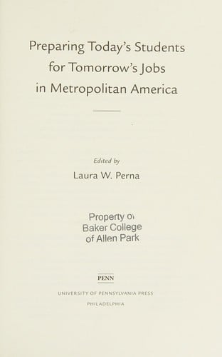 Preparing today's students for tomorrow's jobs in Metropolitan America