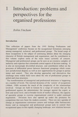New relationships in the organised professions
