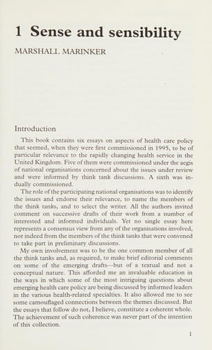 Sense and sensibility in health care