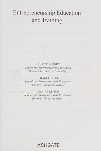 ENTREPRENEURSHIP EDUCATION AND TRAINING