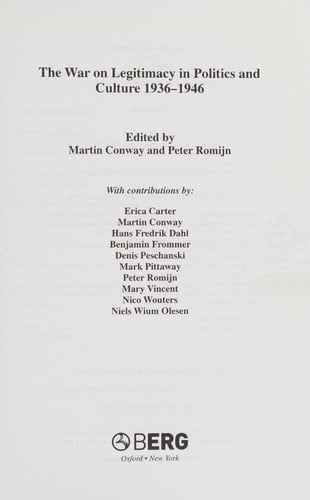 The war on legitimacy in politics and culture 1936-1946