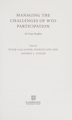 Managing the challenges of WTO participation