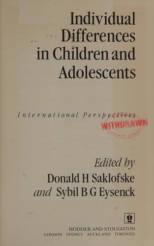Individual differences in children and adolescents