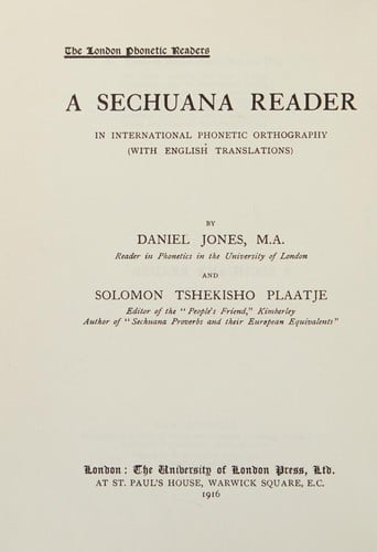 The Tones of Sechuana Nouns & a Sechuana Reader