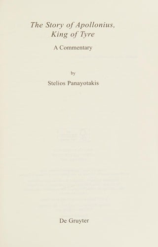 The story of Apollonius, king of Tyre