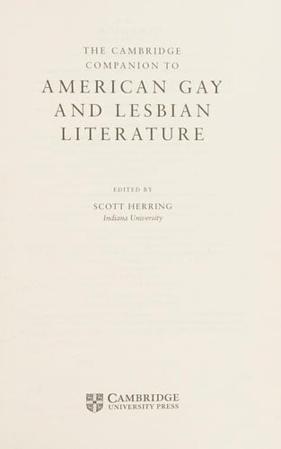 The Cambridge companion to American gay and lesbian literature
