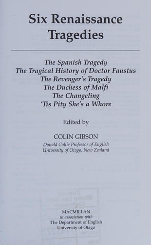 Six Renaissance tragedies