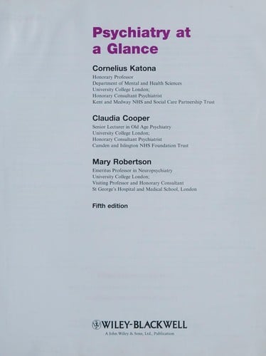 Psychiatry at a glance