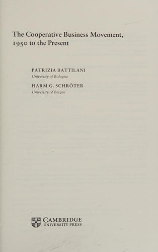 The cooperative business movement, 1950 to the present