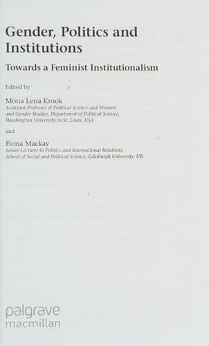 Gender, politics and institutions
