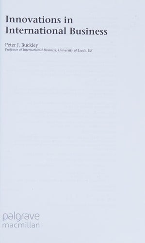 Innovations in international business