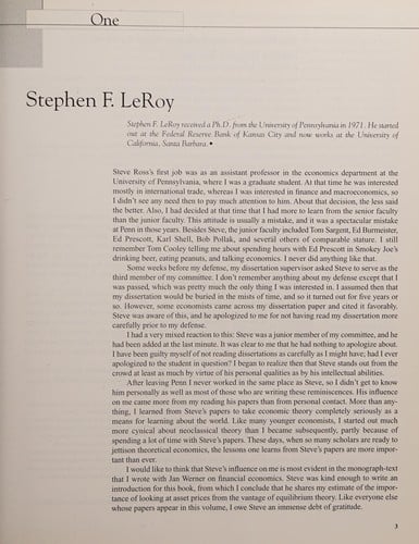 Stephen A. Ross, mentor