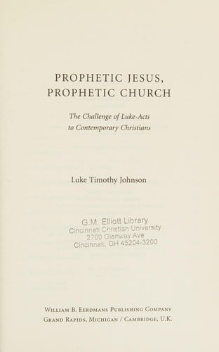 Prophetic Jesus, prophetic church