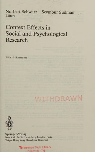 Context effects in social and psychological research