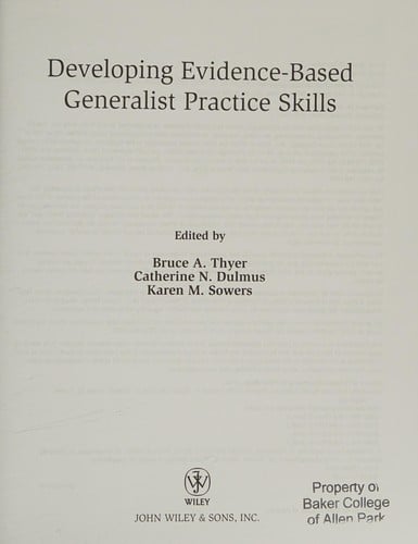 Developing Evidence-Based Generalist Practice Skills