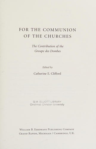 For the communion of the churches