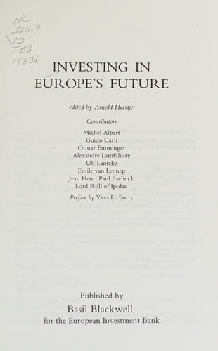 INVESTING IN EUROPE'S FUTURE