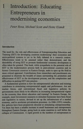 Educating entrepreneurs in modernising economies