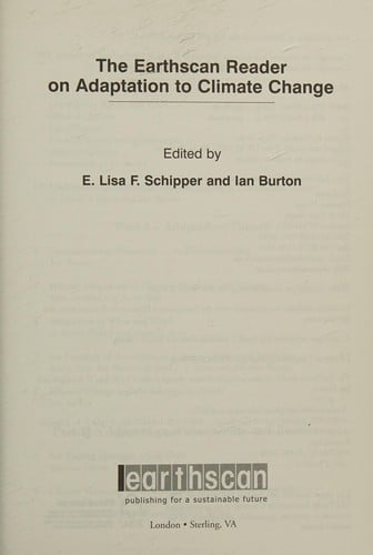The Earthscan reader on adaptation to climate change