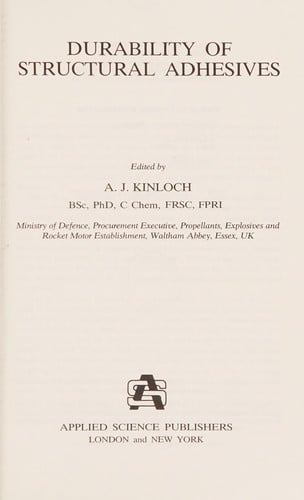 Durability of structural adhesives