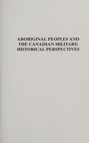 Aboriginal peoples and the Canadian military