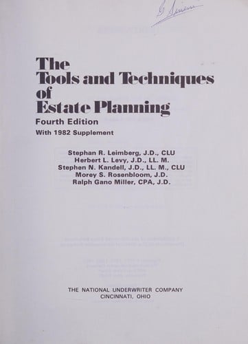 The Tools and techniques of estate planning