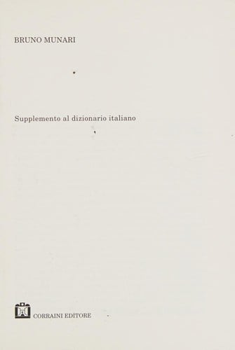 Supplemento al dizionario Italiano =