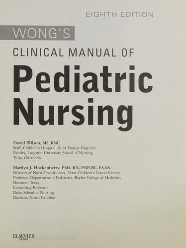 Wong's clinical manual of pediatric nursing