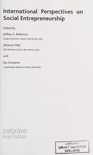 International perspectives on social entrepreneurship