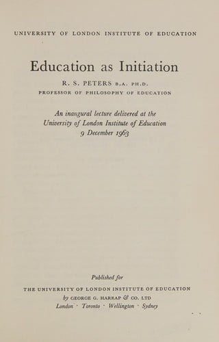 Education as initiation