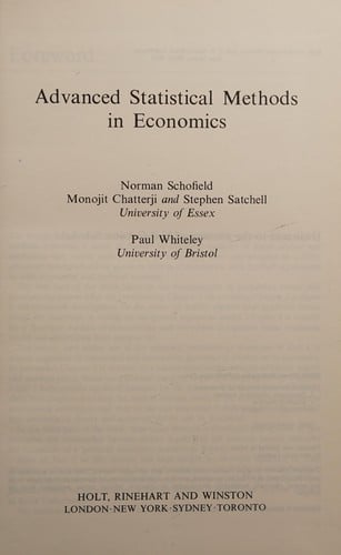 Advanced statistical methods in economics