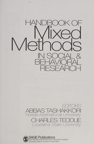 Handbook of mixed methods in social & behavioral sciences