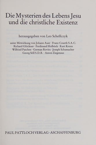Die Mysterien des Lebens Jesu und die christliche Existenz