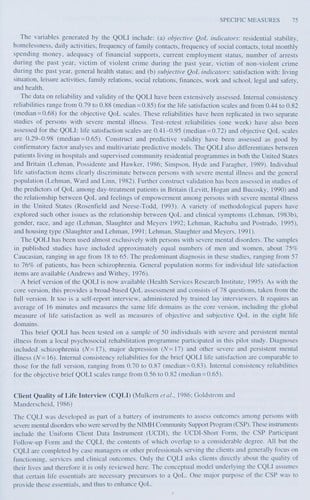 Quality of life in mental disorders