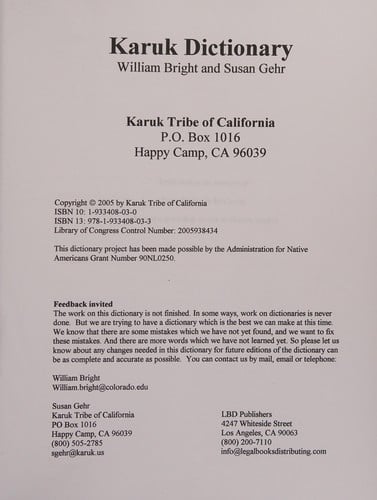 Karuk Dictionary