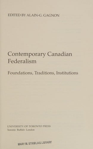Contemporary Canadian federalism