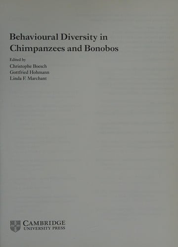 Behavioural diversity of chimpanzees and bonobos