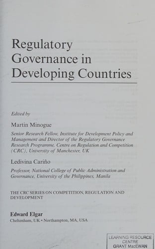 REGULATORY GOVERNANCE IN DEVELOPING COUNTRIES; ED. BY MARTIN MINOGUE