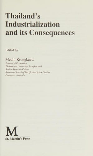 Thailand's industrialization and its consequences