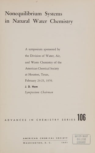 Nonequilibrium systems in natural water chemistry