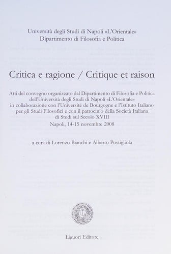 Critica e ragione =